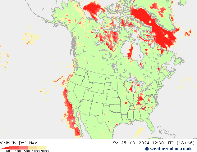 Visibility NAM We 25.09.2024 12 UTC