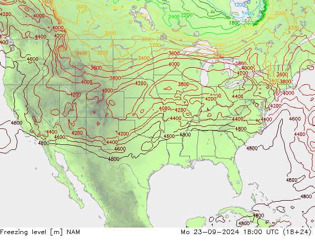 Freezing level NAM  23.09.2024 18 UTC