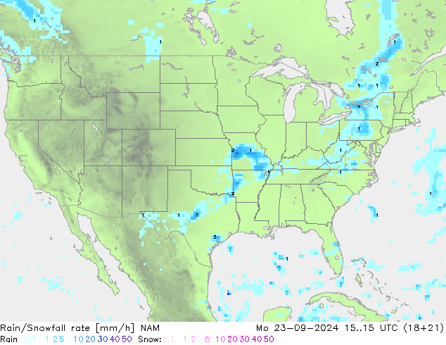 Rain/Snowfall rate NAM  23.09.2024 15 UTC