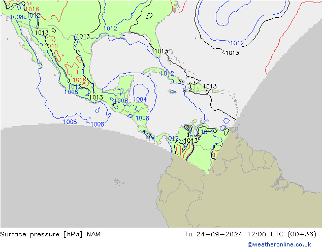 Surface pressure NAM Tu 24.09.2024 12 UTC