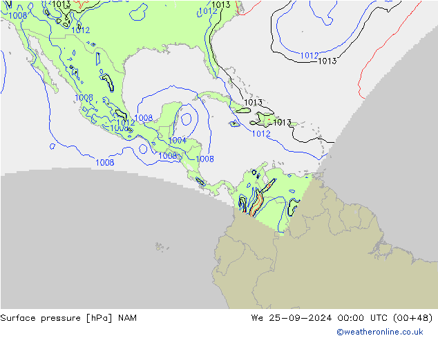 Pressione al suolo NAM mer 25.09.2024 00 UTC