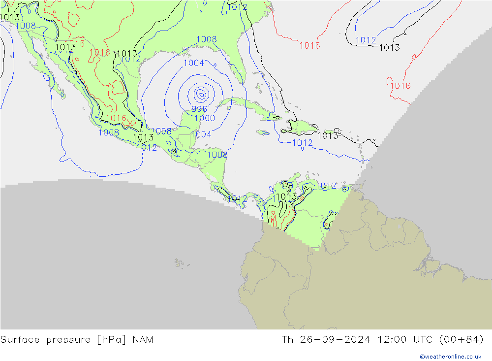 Surface pressure NAM Th 26.09.2024 12 UTC