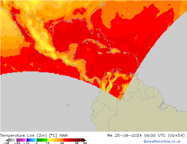 Minumum Değer (2m) NAM Çar 25.09.2024 06 UTC