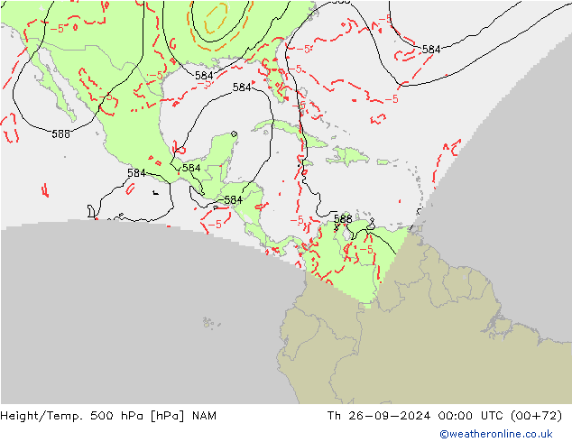 Height/Temp. 500 hPa NAM Čt 26.09.2024 00 UTC