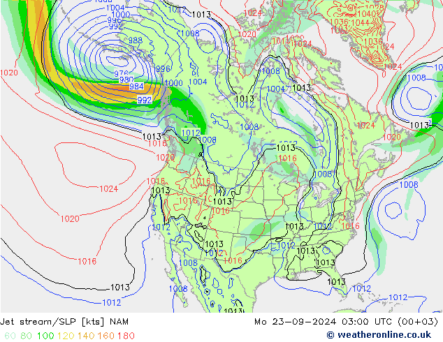 Corriente en chorro NAM lun 23.09.2024 03 UTC