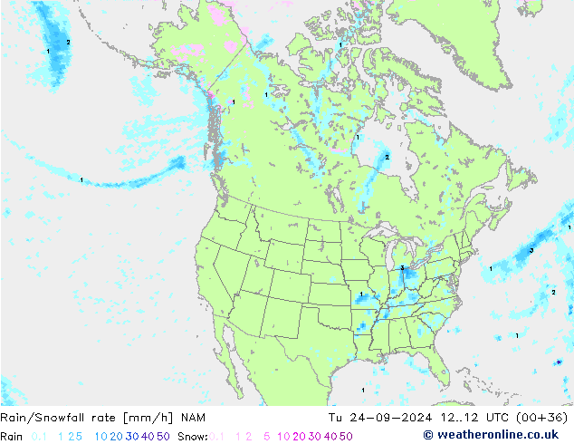 Rain/Snowfall rate NAM mar 24.09.2024 12 UTC