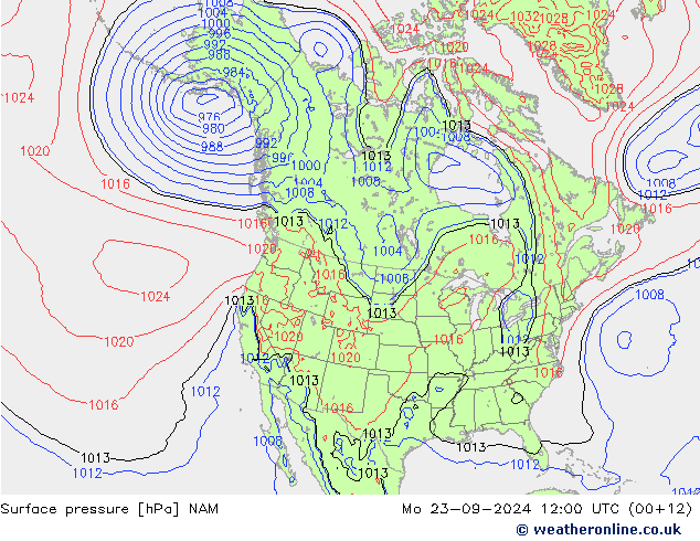 pression de l'air NAM lun 23.09.2024 12 UTC