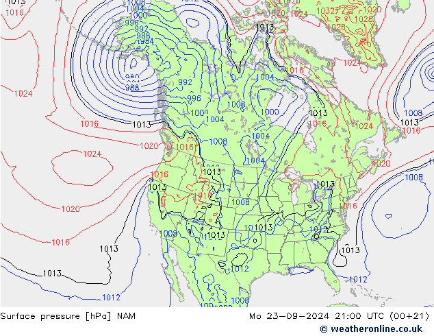 Atmosférický tlak NAM Po 23.09.2024 21 UTC