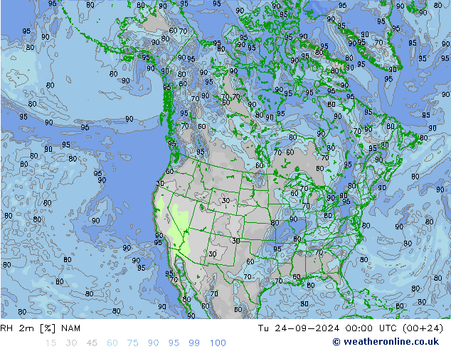 RH 2m NAM  24.09.2024 00 UTC