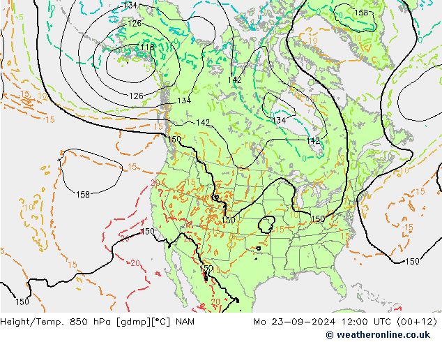 Height/Temp. 850 hPa NAM  23.09.2024 12 UTC