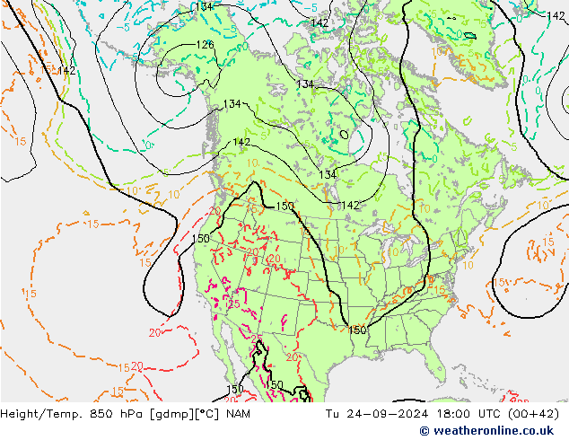 Height/Temp. 850 гПа NAM вт 24.09.2024 18 UTC