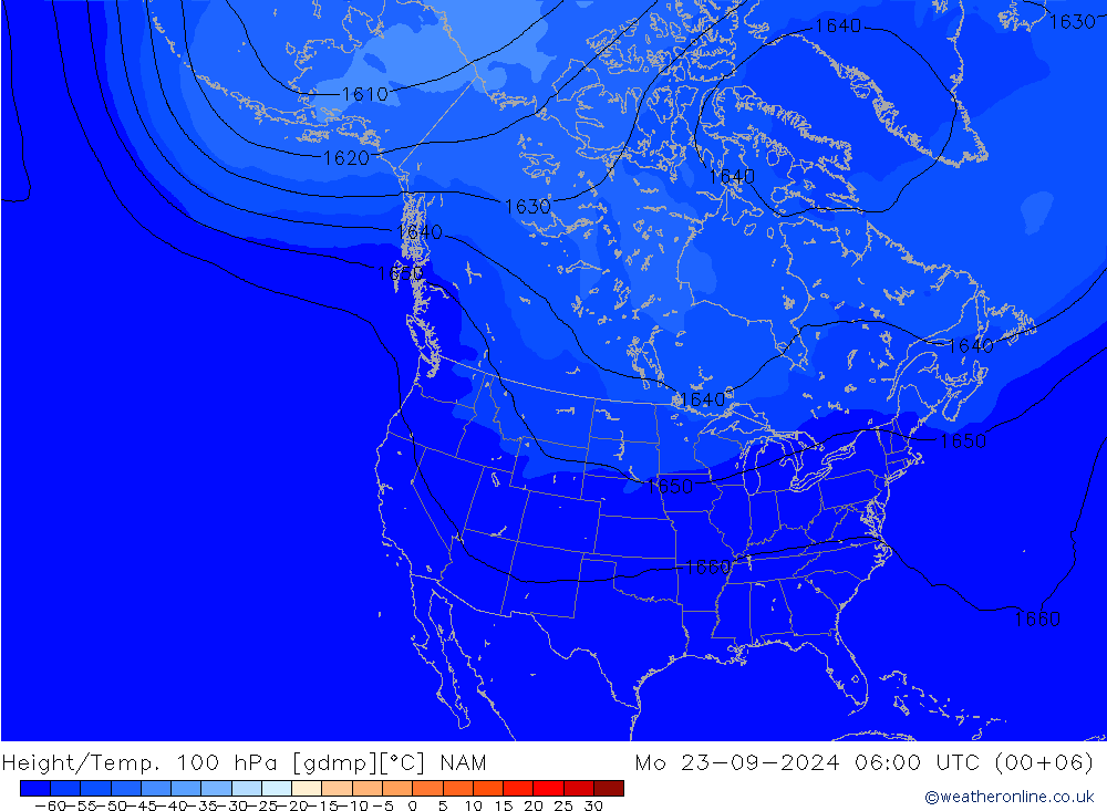 Height/Temp. 100 гПа NAM пн 23.09.2024 06 UTC