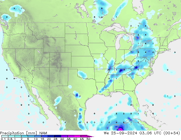 Precipitation NAM We 25.09.2024 06 UTC