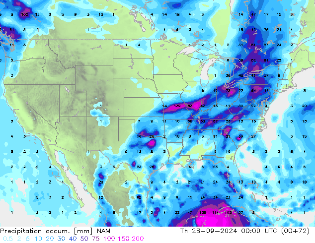 Precipitation accum. NAM Th 26.09.2024 00 UTC