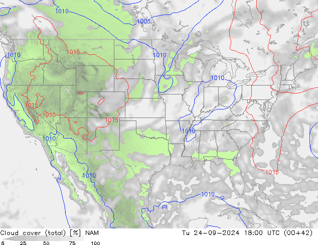 Nuages (total) NAM mar 24.09.2024 18 UTC