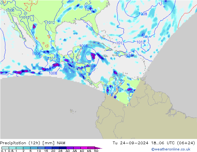 Yağış (12h) NAM Sa 24.09.2024 06 UTC