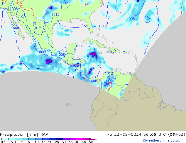 Precipitación NAM lun 23.09.2024 09 UTC