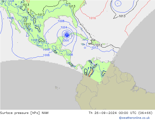 Luchtdruk (Grond) NAM do 26.09.2024 00 UTC