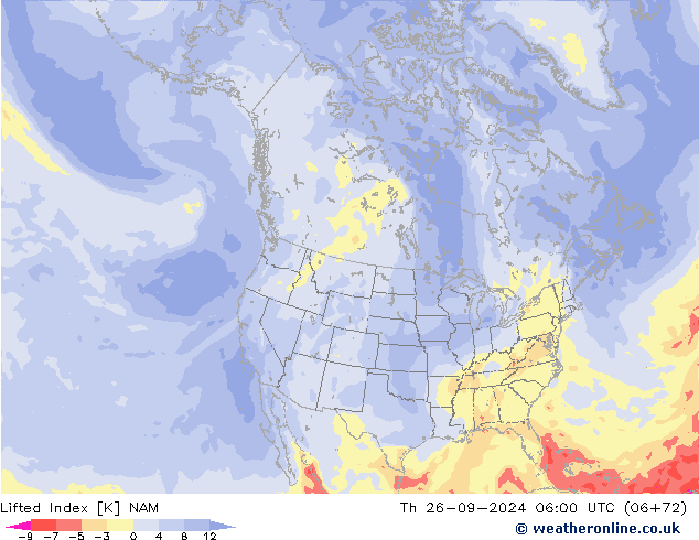 Lifted Index NAM Qui 26.09.2024 06 UTC