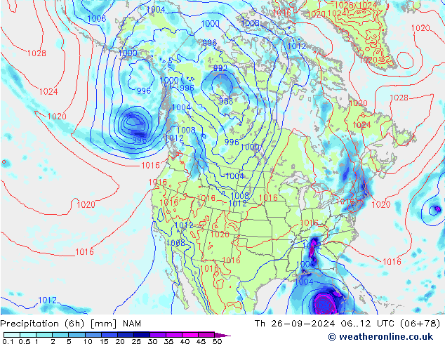 Nied. akkumuliert (6Std) NAM Do 26.09.2024 12 UTC