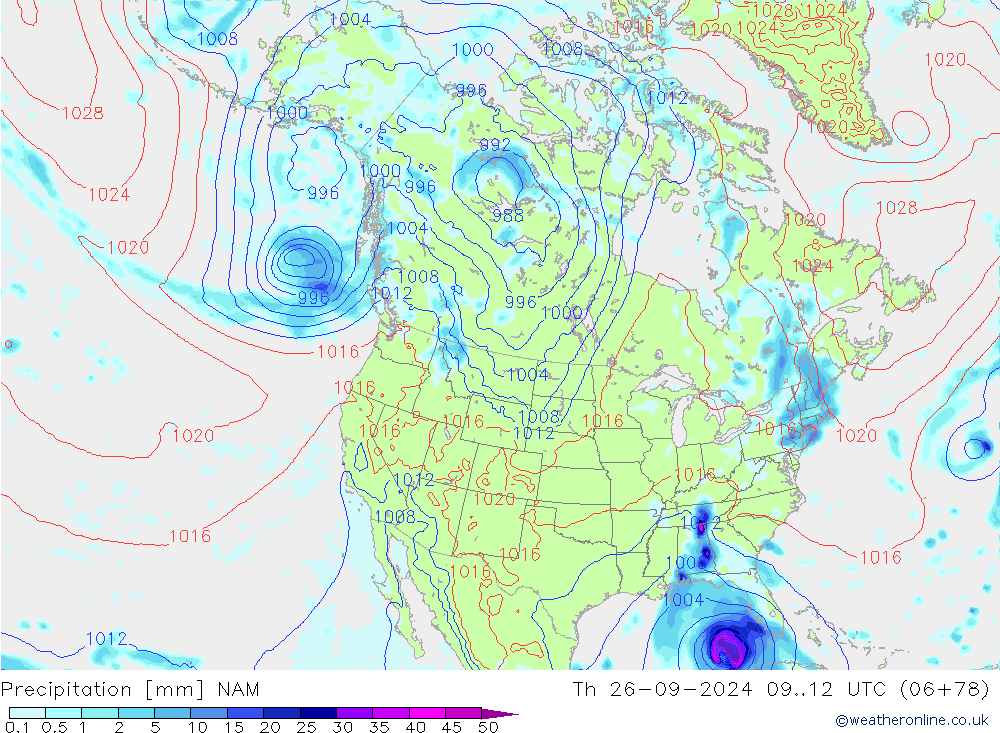 Precipitación NAM jue 26.09.2024 12 UTC