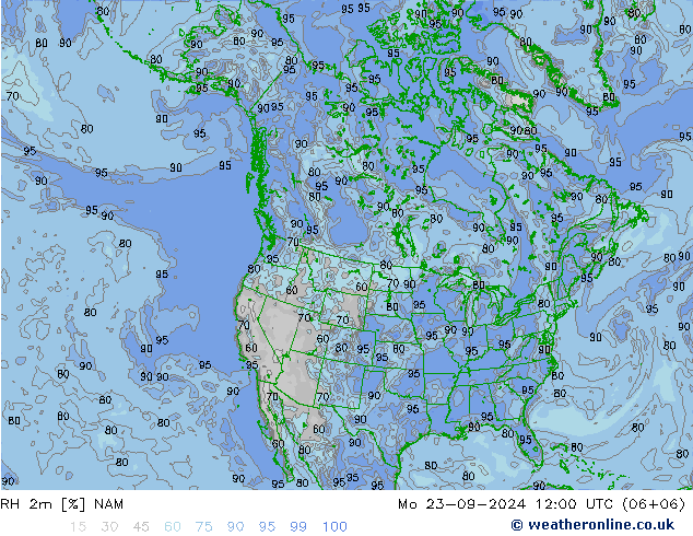 RH 2m NAM Po 23.09.2024 12 UTC