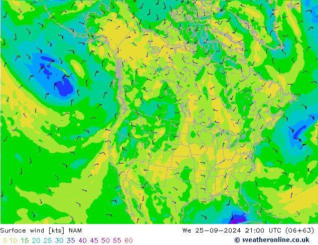 Surface wind NAM St 25.09.2024 21 UTC