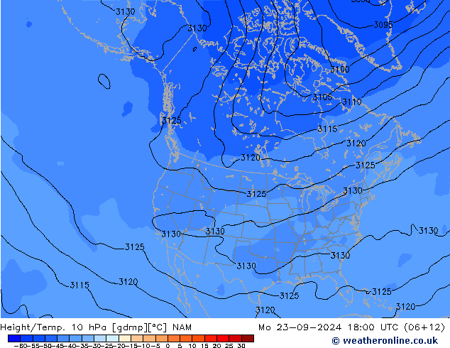 Hoogte/Temp. 10 hPa NAM ma 23.09.2024 18 UTC