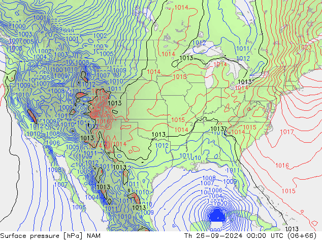 Surface pressure NAM Th 26.09.2024 00 UTC