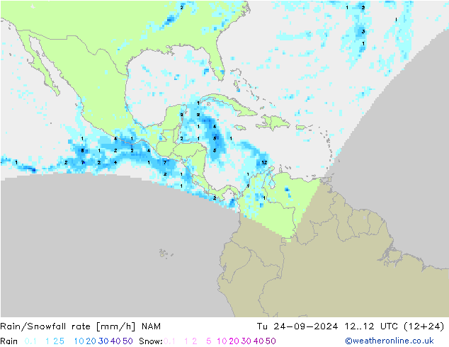 Rain/Snowfall rate NAM Tu 24.09.2024 12 UTC