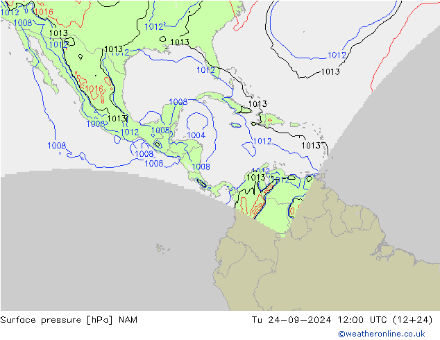 Surface pressure NAM Tu 24.09.2024 12 UTC