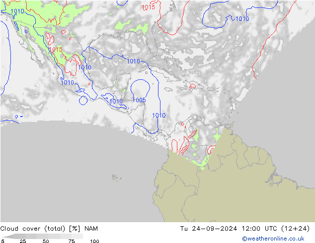 Nubes (total) NAM mar 24.09.2024 12 UTC