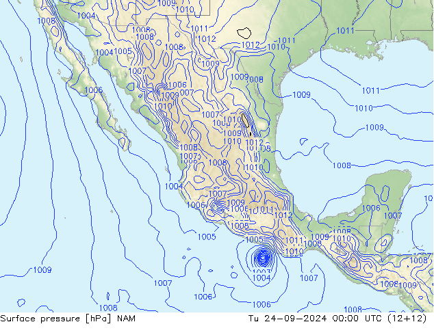 приземное давление NAM вт 24.09.2024 00 UTC