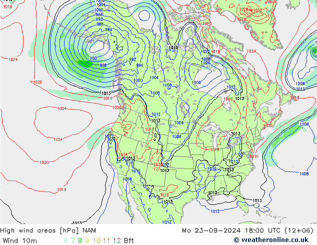 High wind areas NAM Po 23.09.2024 18 UTC