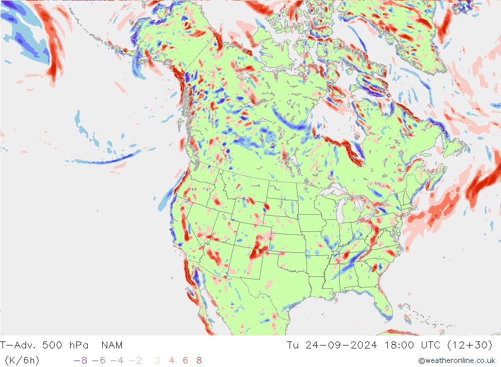 T-Adv. 500 гПа NAM вт 24.09.2024 18 UTC