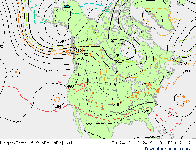 Height/Temp. 500 hPa NAM  24.09.2024 00 UTC