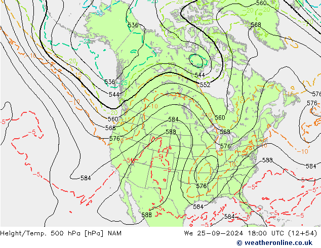 Height/Temp. 500 hPa NAM We 25.09.2024 18 UTC