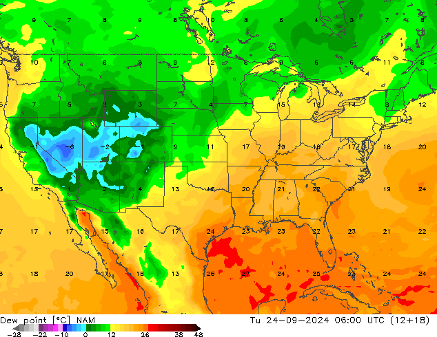 Punto di rugiada NAM mar 24.09.2024 06 UTC