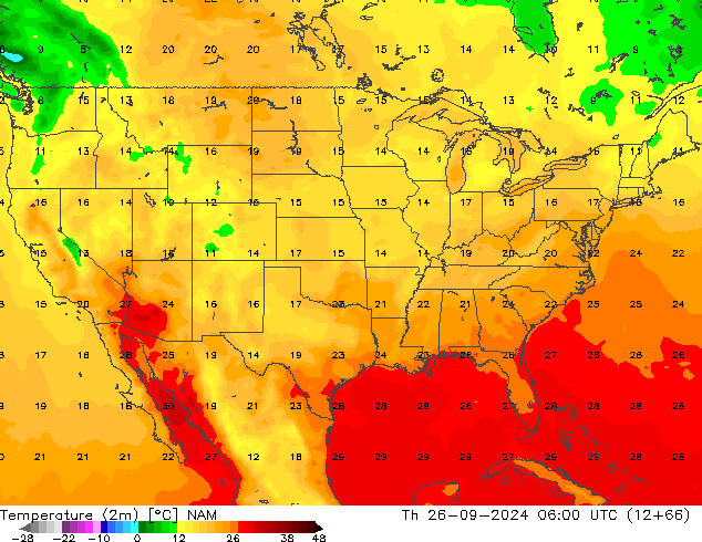 Sıcaklık Haritası (2m) NAM Per 26.09.2024 06 UTC