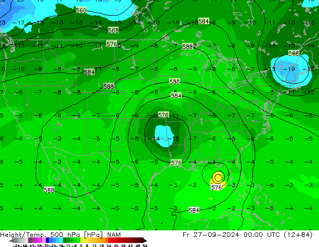 Height/Temp. 500 hPa NAM Sex 27.09.2024 00 UTC