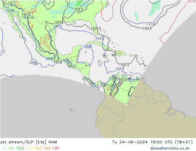 Jet stream/SLP NAM Tu 24.09.2024 15 UTC