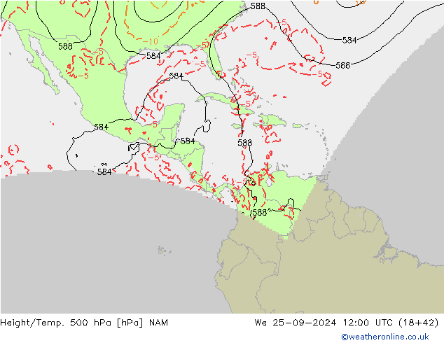 Height/Temp. 500 hPa NAM We 25.09.2024 12 UTC