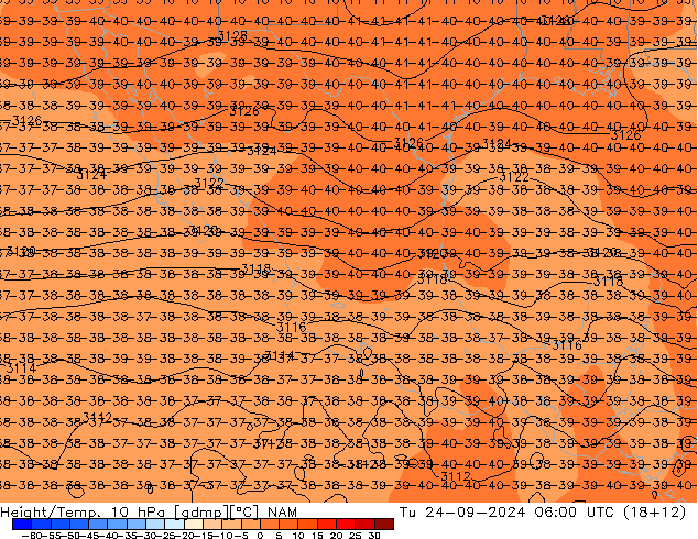 Height/Temp. 10 гПа NAM вт 24.09.2024 06 UTC