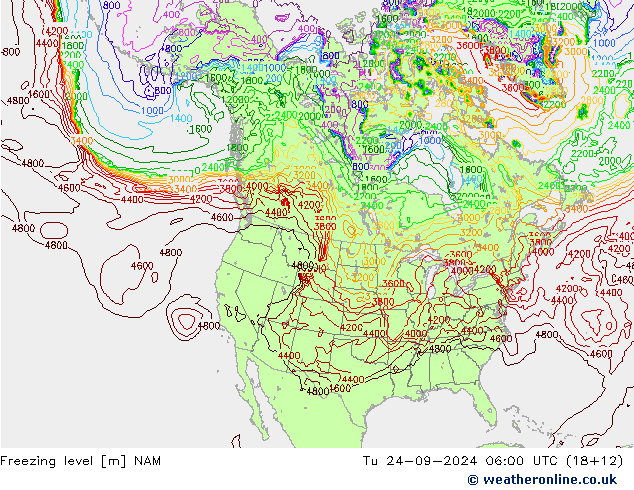 Isotherme 0° NAM mar 24.09.2024 06 UTC