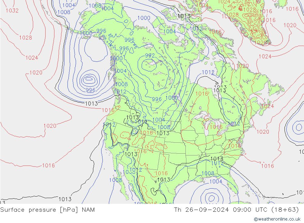 Surface pressure NAM Th 26.09.2024 09 UTC