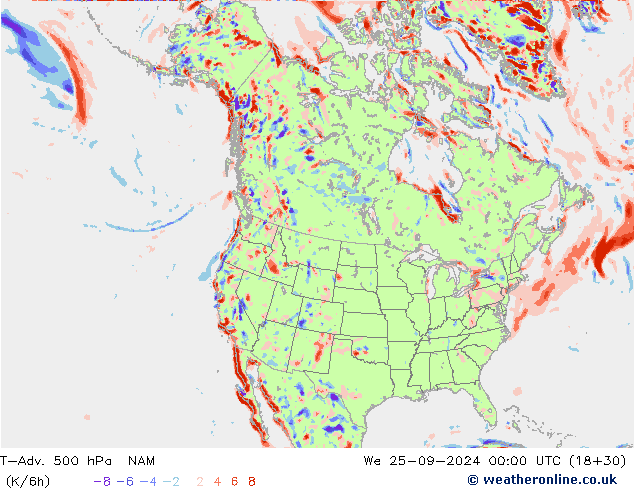 T-Adv. 500 hPa NAM Qua 25.09.2024 00 UTC