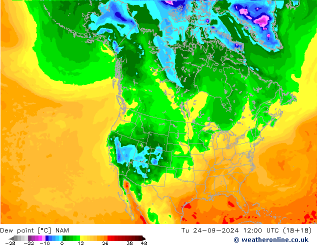 Dew point NAM Tu 24.09.2024 12 UTC