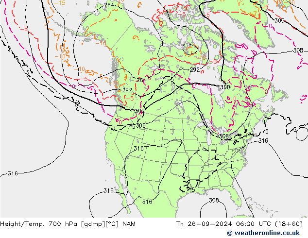 Géop./Temp. 700 hPa NAM jeu 26.09.2024 06 UTC