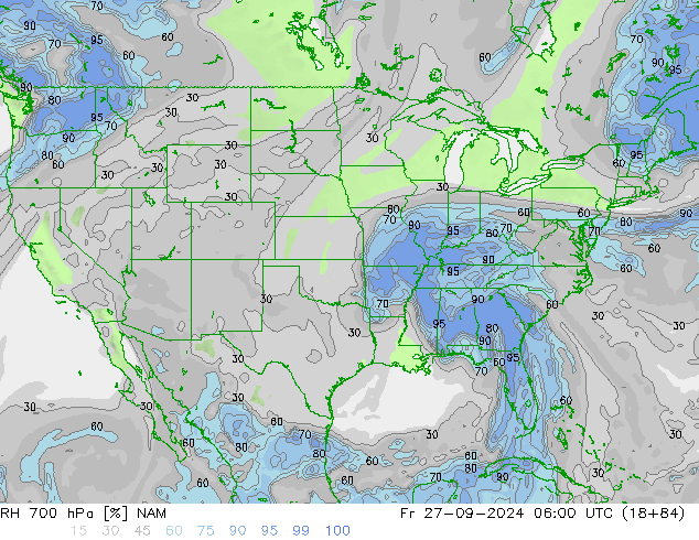 RH 700 hPa NAM ven 27.09.2024 06 UTC