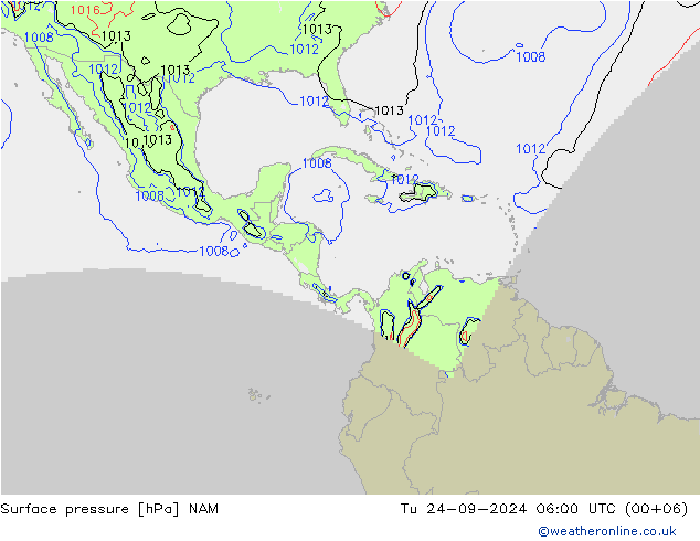 Presión superficial NAM mar 24.09.2024 06 UTC